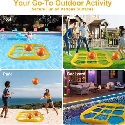 2 in 1Inflatable Pool Tic Tac Toe Game Set with 10 Balls for Adults –2-10 Players Summer Water Toys for Pool Party, Beach & Backyard Fun