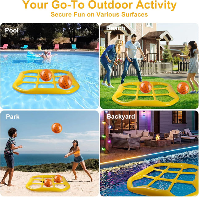 2 in 1Inflatable Pool Tic Tac Toe Game Set with 10 Balls for Adults –2-10 Players Summer Water Toys for Pool Party, Beach & Backyard Fun