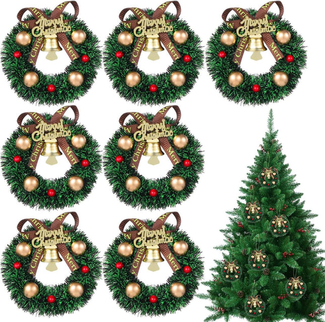 10PCS Mini Christmas Wreaths 2.36" – Green Wreaths with Bows for Crafts