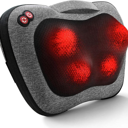 Shiatsu Back Massager with Heat for Neck, Shoulder & Pain Relief Therapy