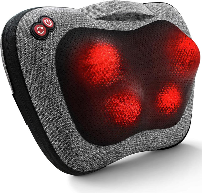 Shiatsu Back Massager with Heat for Neck, Shoulder & Pain Relief Therapy