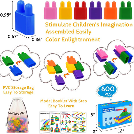 600pc Building Blocks Construction Toy Set STEM Educational Learning Kit