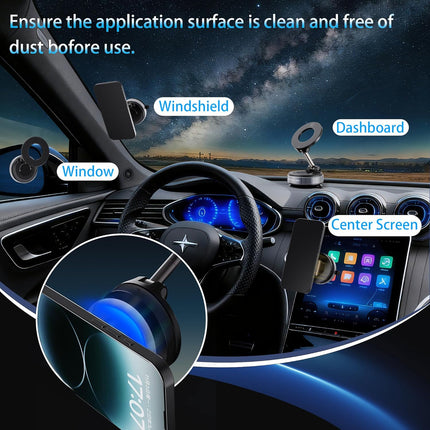 Reinforced Magnetic Car Phone Holder – 360° Vacuum Mount for iPhone & Android