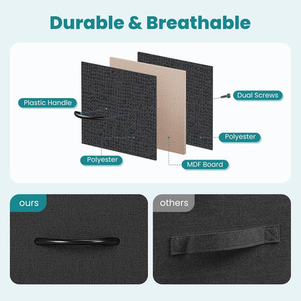 Black Dresser with 7 Fabric Drawers, Steel Frame and Wooden Top Storage Organizer