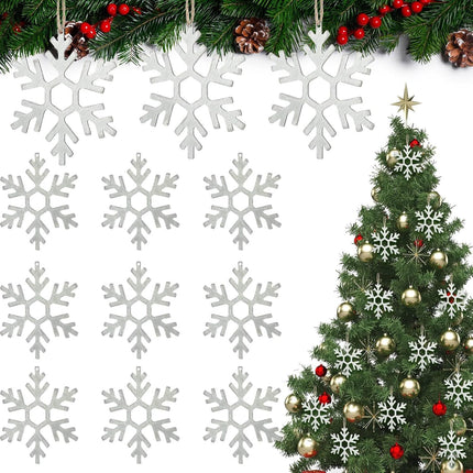 12PCS Christmas Metal Snowflake Ornaments – Hexagonal Hanging Tree Decorations