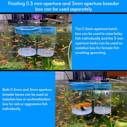 Fish Tank Breeder Box Set 2 Piece Floating Aquarium Hatchery Isolation Separator