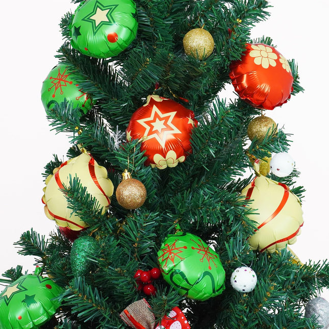 15 PCS Christmas Balloon Ornaments – Red, Green & Gold 5.1" Hanging Balls