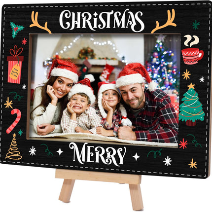 Merry Christmas Wooden 4x6 Photo Frame with Tree Design for Holiday Decor