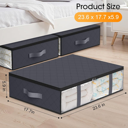 3 Pack 40L Under Bed Storage Bags Clear Window Clothes Blanket Organizer