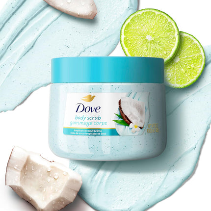 Dove Body Scrub Coconut & Lime 15oz, Whipped Moisturizing Scrub for Dry Dull Skin