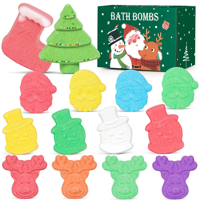 Mini Christmas Bath Bombs Gift Set 14PCS | Fun Holiday Fizzies for All Ages