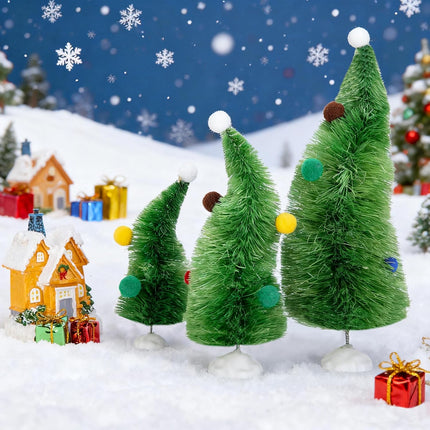 3PCS Wonky Tabletop Christmas Trees – Whimsical Bendable Holiday Decor