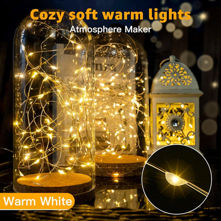6 Pack Battery Fairy Lights 7ft – 20 LED Silver Wire Mini Twinkle Lights Warm White