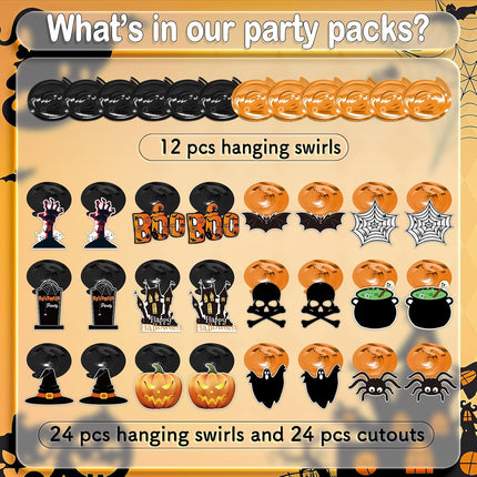 36-Piece Halloween Hanging Swirls, Ghost Pumpkin Skull Ceiling Party Decorations
