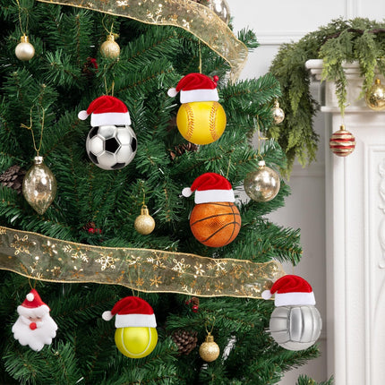 2025 Glass Soccer Ornament – Hand-Painted Mini Ball with Removable Santa Hat