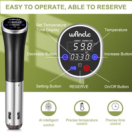 Wancle 1100W Sous Vide Cooker with IPX7 Waterproof Immersion Circulator