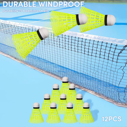 12 Pack Nylon Badminton Shuttlecocks, Durable Birdies for Indoor & Outdoor Training