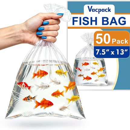 50 Pack Live Fish Shipping Bags 7.5 x 13 Inch 3 Mil Heavy Duty Leakproof Plastic