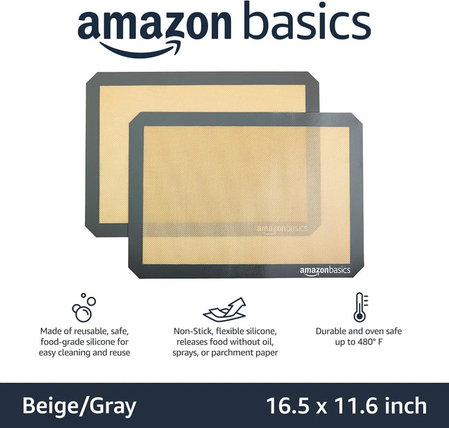 2-Pack Silicone Baking Mats – Non-Stick, Reusable, Heat Resistant, 16.5"x11.6"