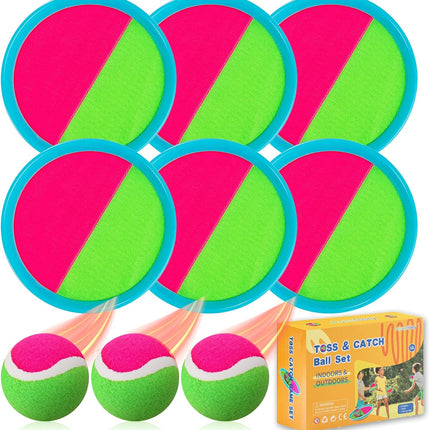 Outdoor Toss Ball Game Set with Paddles for Kids Family Yard Games