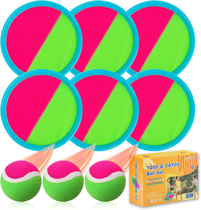 Outdoor Toss Ball Game Set with Paddles for Kids Family Yard Games