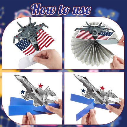 12 Pcs Patriotic Air Force Honeycomb Centerpieces 4th of July Party Decor