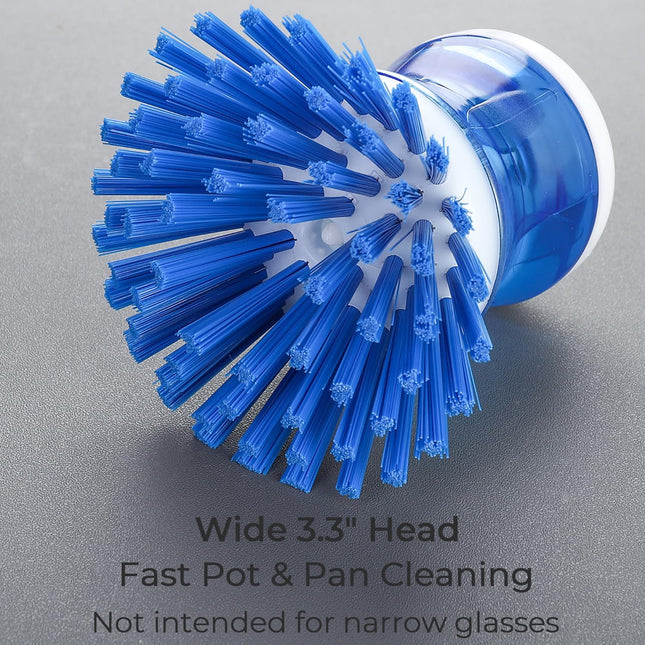 2 Pack Dish Brush with Soap Dispenser Stiff Bristles Pot Pan Scrubber