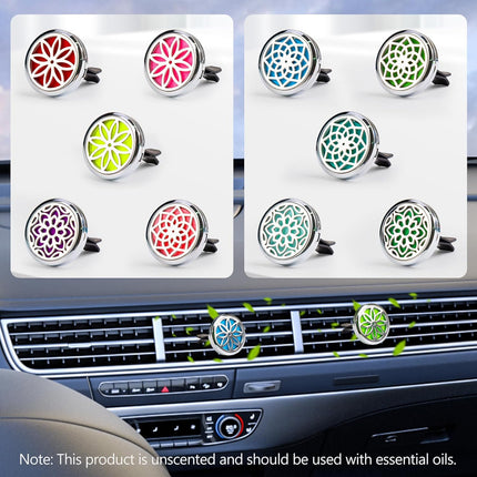 Car Diffuser Vent Clip – 30mm, 3 Lotus Clips, 36 Refill Pads, Metal Aromatherapy