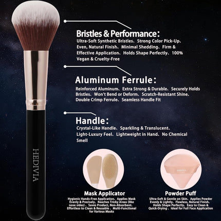 14-Pc Black Makeup Brush Set, Synthetic Foundation, Blush & Eyeshadow Brushes