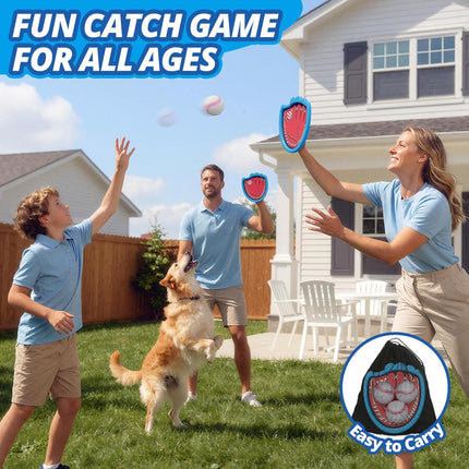 Toss & Catch Ball Set for Kids with 2 Paddles and 3 Sticky Balls Blue