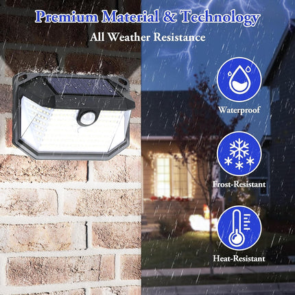 Solar Outdoor Lights 2 Pack, 178 LED Motion Sensor Wall Lights, 270° Wide Angle, 3 Modes