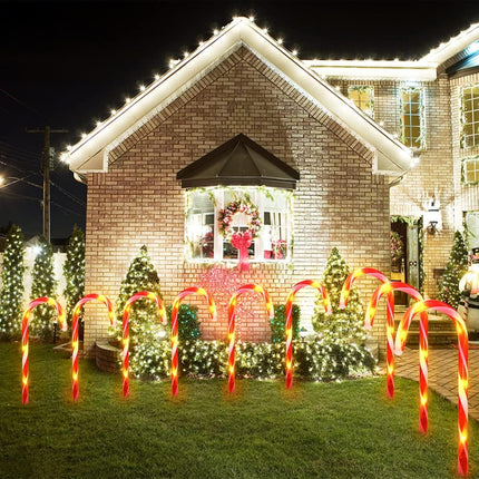 24-Pack Solar Candy Cane Pathway Lights, 8 Modes, Waterproof Xmas Yard Decor