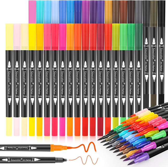 36 Colors Dual Tip Art Brush Markers Pens for Coloring Calligraphy Drawing
