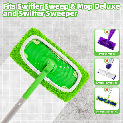Reusable Microfiber Sweeping Cloths – Wet Pads for Swiffer Mop, Machine Washable (Green)