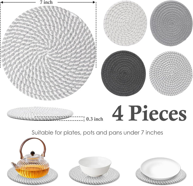 7" Trivets for Pots & Pans – Heat-Resistant Hot Pads, Farmhouse Table & Kitchen Decor
