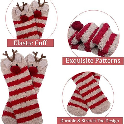 5 Pairs Cozy Women's Fuzzy Socks – Warm, Super Soft, Fluffy Winter Slipper Socks