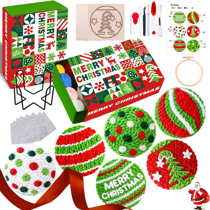 6 PCS Christmas Punch Needle Coasters Kit DIY Embroidery for Beginners