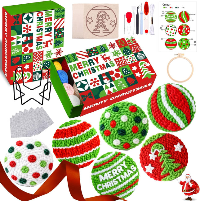 6 PCS Christmas Punch Needle Coasters Kit DIY Embroidery for Beginners