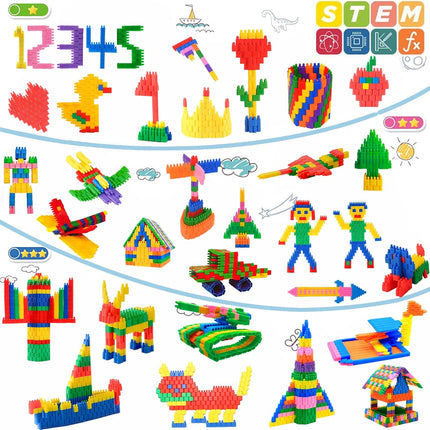 600pc Building Blocks Construction Toy Set STEM Educational Learning Kit