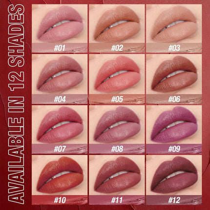 12PCS Velvet Matte Lipstick Set Nude Waterproof Long Lasting Lip Colors