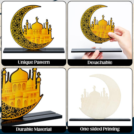 5pcs Ramadan Wooden Centerpieces – Eid Mubarak & Ramadan Kareem Table Decor
