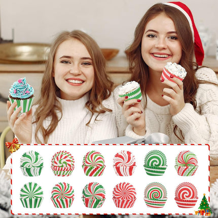 600PCS Christmas Candy Cupcake Liners – 12 Styles Holiday Baking Cups