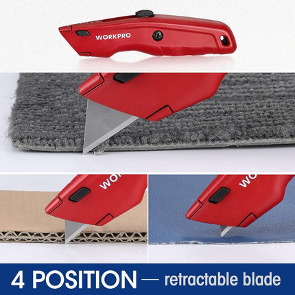 Premium Retractable Utility Knife – Heavy Duty Metal Box Cutter + 10 Blades