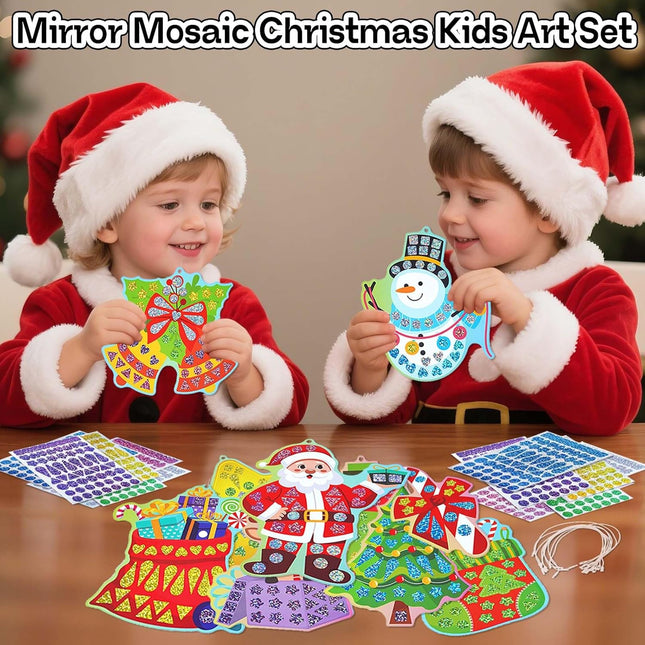 Christmas Art Craft Kit for Kids 10 Sets Mosaic Stickers Travel Toy Gifts