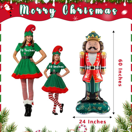 Christmas Party Balloon – 60" Red & Green Nutcracker Foil Decoration Indoor