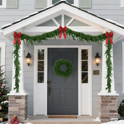 2 Pcs 6ft Norfolk Pine Garland, Real Touch Cedar for Indoor Xmas Decor