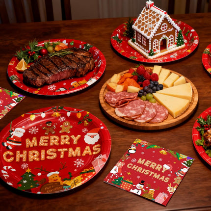 Christmas Party Tableware Set – 40PCS Tree Plates & Napkins for Holidays