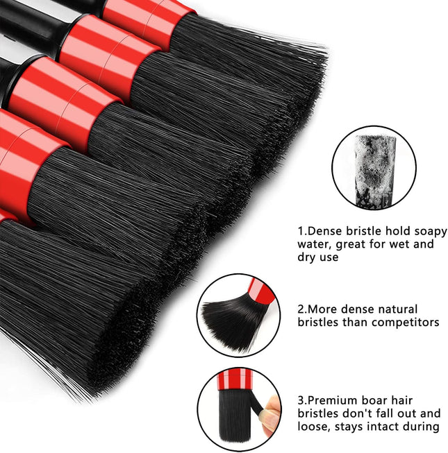 10PCS Auto Car Detailing Brush Set – 5 Boar Hair, 3 Wire Brushes & 2 Air Vent Brushes
