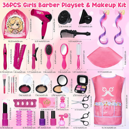 36PCS Hair Salon Toy Set for Girls – Pretend Play Makeup Kit with Stylist Accessories