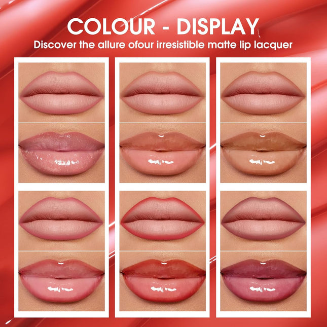 12PCS Lip Oil & Lip Liner Set Long Lasting Gloss Tinted Lip Makeup Kit